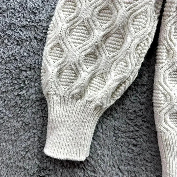 Talbots Large Cable Knit Sweater Pullover Stand Collar Cream Cozy Warm - Picture 7 of 9